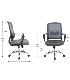 Silla despacho giratoria elevable acabado gris, 60m(ancho) 100/110cm(altura) 61cm(fondo)