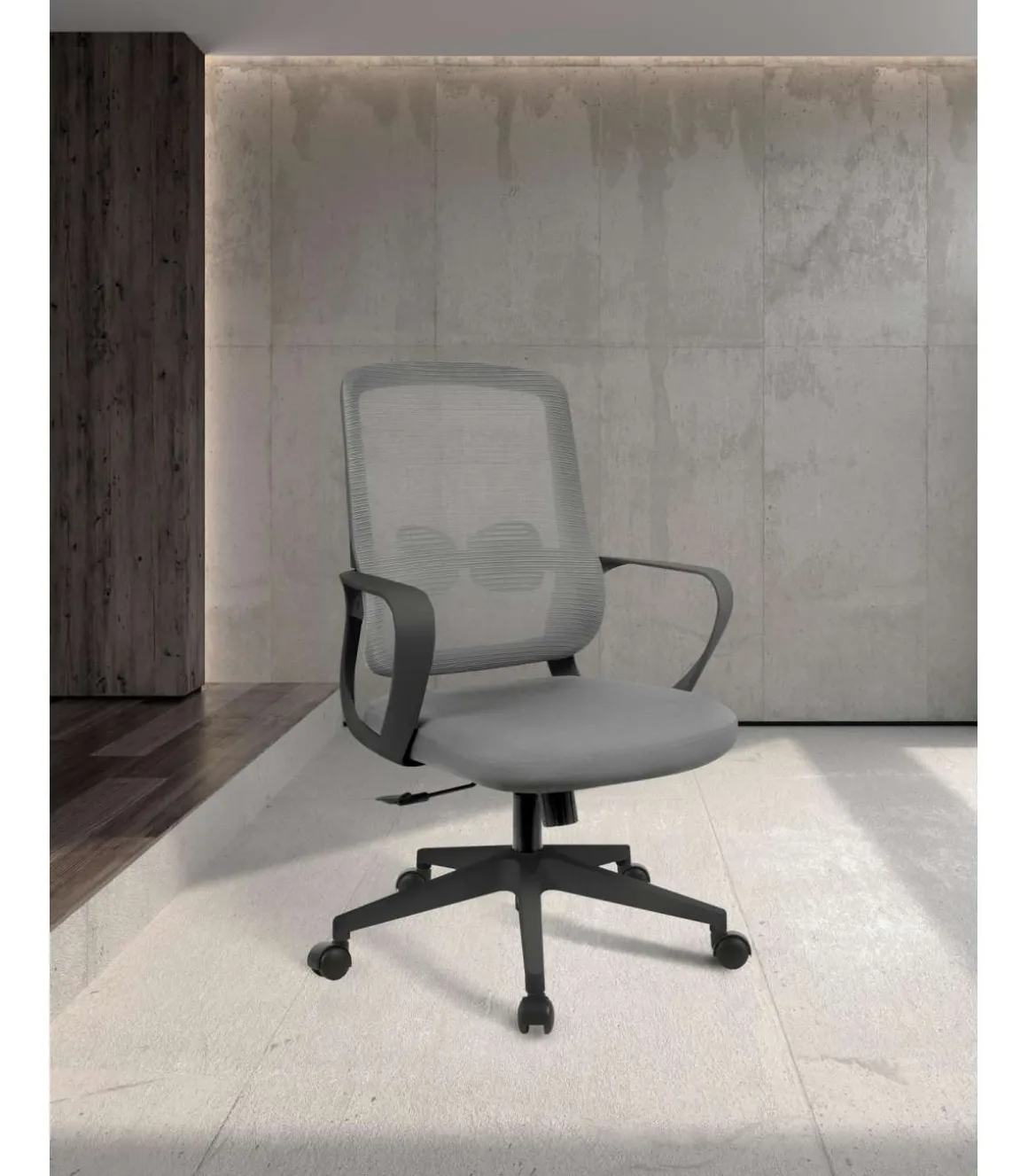 Silla despacho giratoria elevable acabado gris/negro, 66m(ancho) 97/105cm(altura) 61cm(fondo)