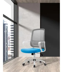 Silla despacho giratoria elevable acabado gris/azul, 59m(ancho) 99/109cm(altura) 56cm(fondo)