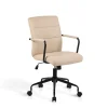 Silla despacho giratoria elevable acabado polipiel beige, 64m(ancho) 91/99cm(altura) 70cm(fondo)