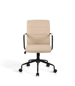 Silla despacho giratoria elevable acabado polipiel beige, 64m(ancho) 91/99cm(altura) 70cm(fondo)