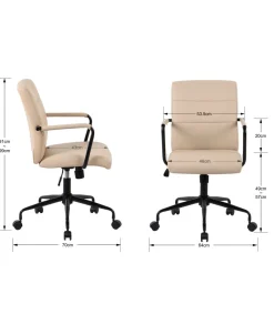 Silla despacho giratoria elevable acabado polipiel beige, 64m(ancho) 91/99cm(altura) 70cm(fondo)