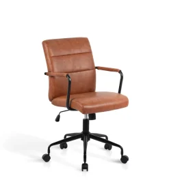 Silla despacho giratoria elevable acabado polipiel marrón, 64m(ancho) 91/99cm(altura) 70cm(fondo)