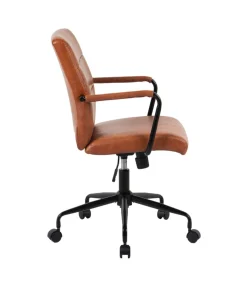 Silla despacho giratoria elevable acabado polipiel marrón, 64m(ancho) 91/99cm(altura) 70cm(fondo)