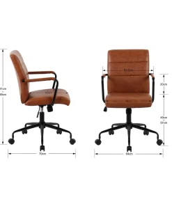 Silla despacho giratoria elevable acabado polipiel marrón, 64m(ancho) 91/99cm(altura) 70cm(fondo)