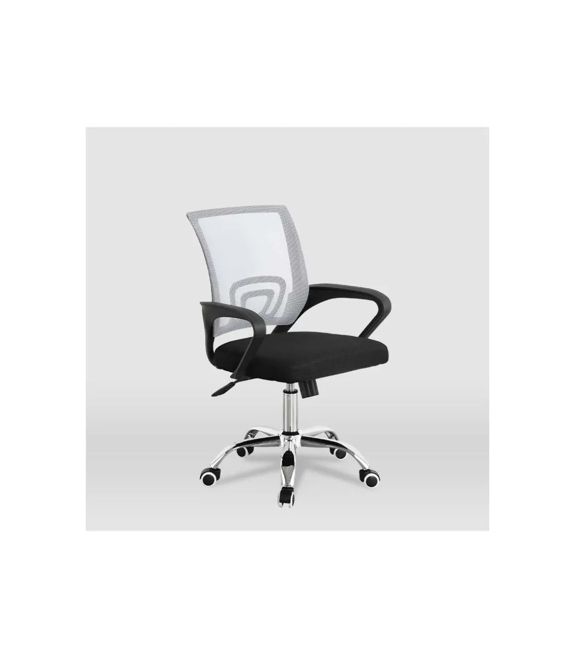 Silla despacho giratoria Martina tapizada en tejido transpirable gris/negro. Alto: 88-98, Ancho: 57, Fondo: 53.5.