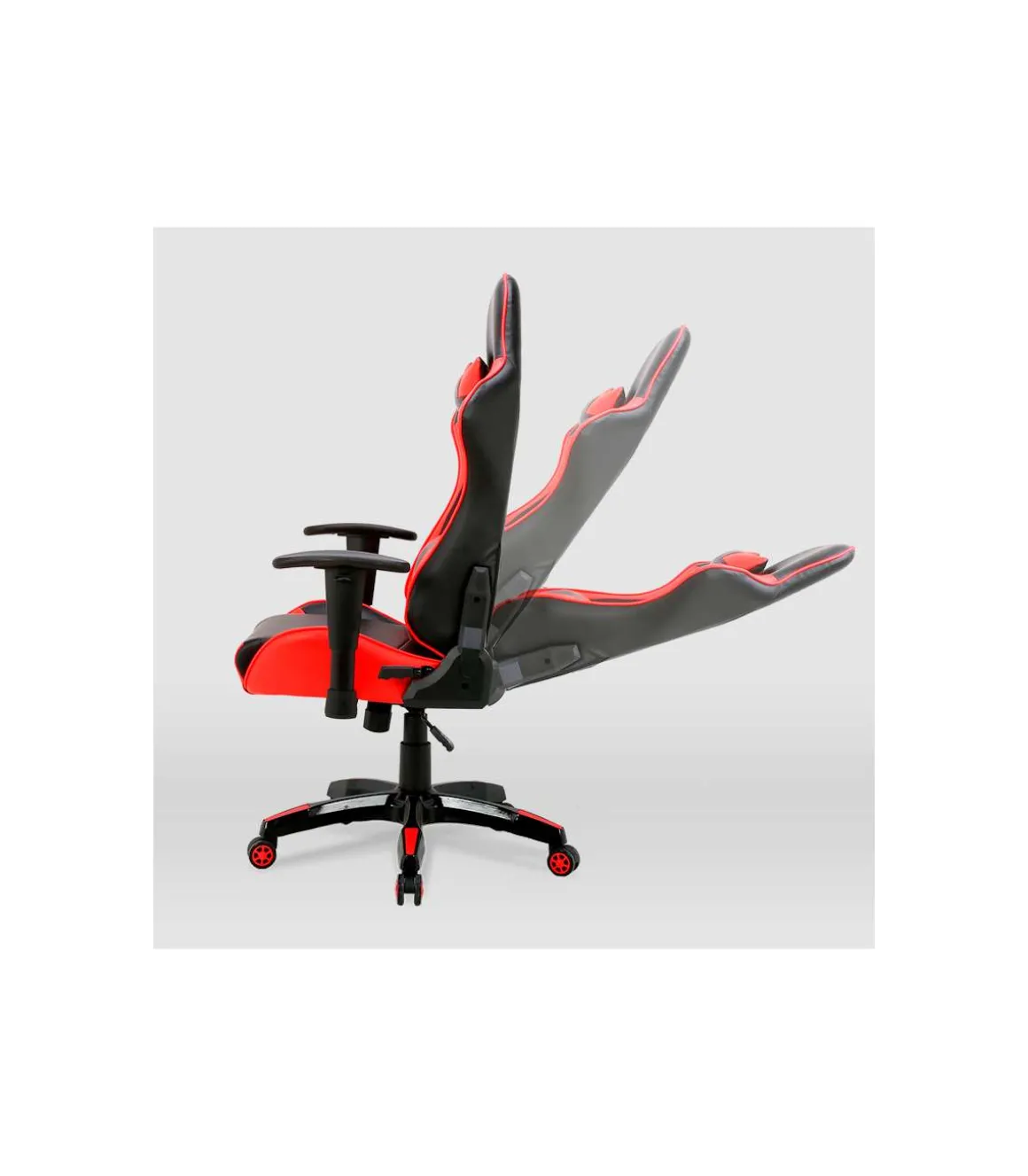 Silla gaming Regina tapizada en piel sintética negro/rojo, 126.5/133.5cm(alto) 70.5cm(ancho) 49.5cm(largo)