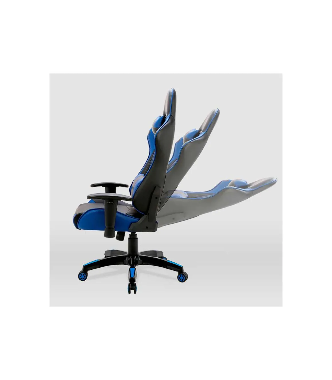 Silla gaming Regina tapizada en piel sintética negro/azul, 126.5/133.5cm(alto) 70.5cm(ancho) 49.5cm(largo)