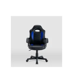 Silla gaming Zoe tapizada en piel sintética negro/azul, 92/102cm(alto) 56cm(ancho) 54cm(largo)