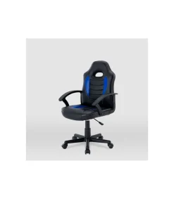 Silla gaming Zoe tapizada en piel sintética negro/azul, 92/102cm(alto) 56cm(ancho) 54cm(largo)