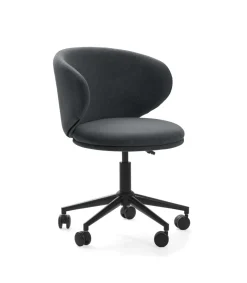 Sillón despacho giratorio elevable Rebeca acabado gris oscuro, 60.5m(ancho) 73.5/83cm(altura) 60.5cm(fondo)
