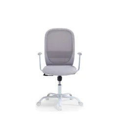 Sillón despacho giratorio maggie tapizada en tejido gris pearl, 64cm(ancho) 98/110cm(altura) 64cm(fondo)