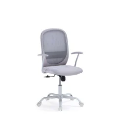 Sillón despacho giratorio maggie tapizada en tejido gris pearl, 64cm(ancho) 98/110cm(altura) 64cm(fondo)