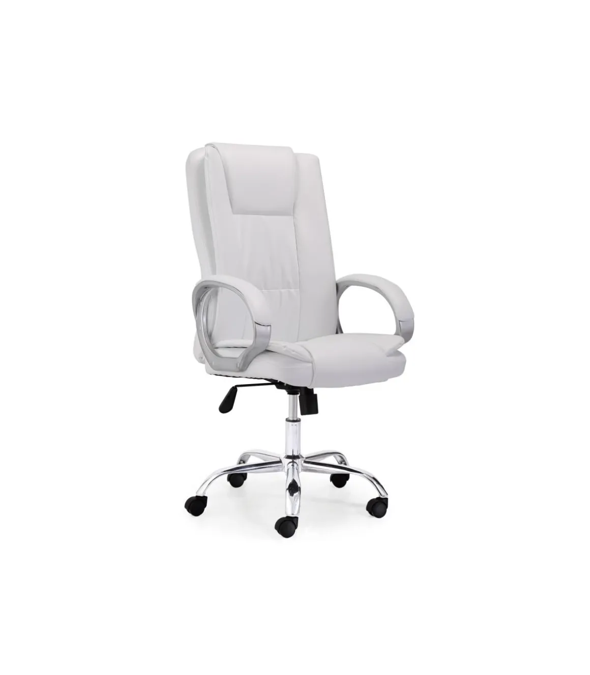 Sillón giratorio Atlas en símil piel blanco, 114-122 cm(alto)64 cm(ancho)68 cm(largo)