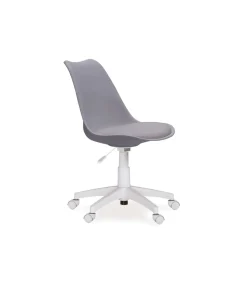 Sillón giratorio Lina tapizado en simil piel gris, 79-89cm(alto) 60cm(ancho) 60cm(fondo).