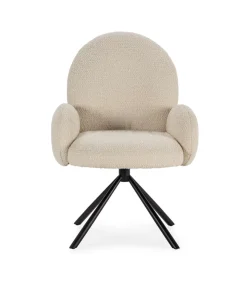 Sillón giratorio modelo Dama con brazos tapizado textil blanco, 89cm(alto) 64cm(ancho) 60cm(largo)