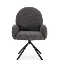 Sillón giratorio modelo Dama con brazos tapizado textil gris oscuro, 89cm(alto) 64cm(ancho) 60cm(largo)