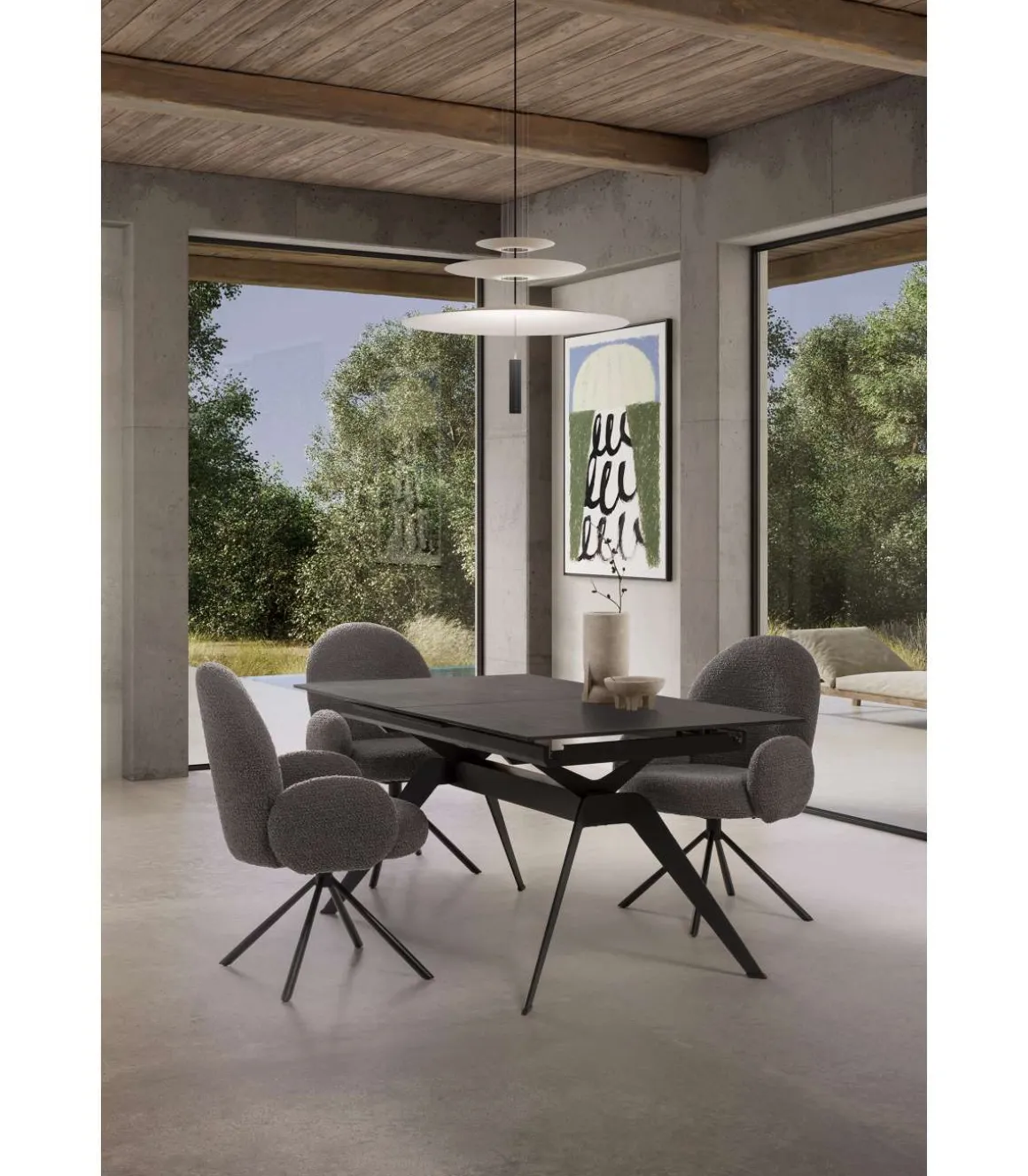 Sillón giratorio modelo Dama con brazos tapizado textil gris oscuro, 89cm(alto) 64cm(ancho) 60cm(largo)