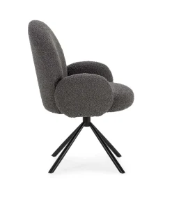 Sillón giratorio modelo Dama con brazos tapizado textil gris oscuro, 89cm(alto) 64cm(ancho) 60cm(largo)