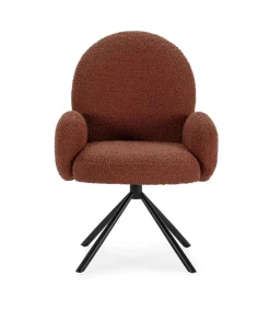 Sillón giratorio modelo Dama con brazos tapizado textil teja, 89cm(alto) 64cm(ancho) 60cm(largo)