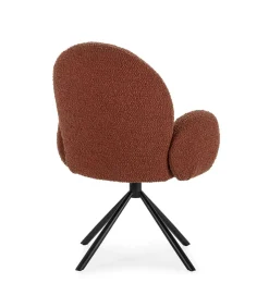 Sillón giratorio modelo Dama con brazos tapizado textil teja, 89cm(alto) 64cm(ancho) 60cm(largo)