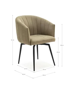 Sillón giratorio modelo Plumeti tapizado textil verde, 81cm(alto) 60cm(ancho) 61cm(largo)