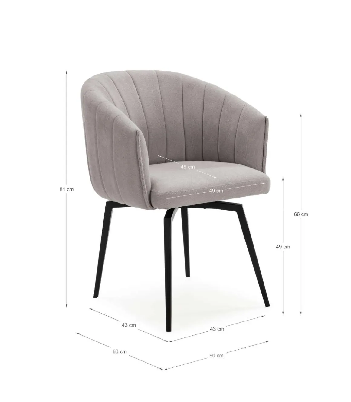 Sillón giratorio modelo Plumeti tapizado textil taupe, 81cm(alto) 60cm(ancho) 61cm(largo)