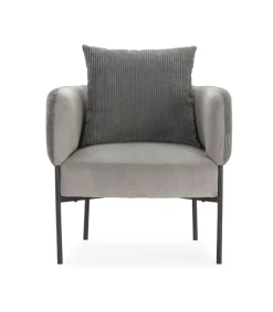 Sillón modelo Bali tapizado textil gris claro, 75cm(alto) 73cm(ancho) 78cm(largo)