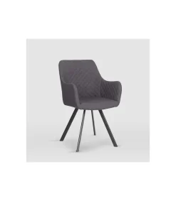 Sillón modelo Bibiana tapizadas en piel sintética cuarzo gris, 58cm(ancho ) 89cm(altura) 61cm(fondo)