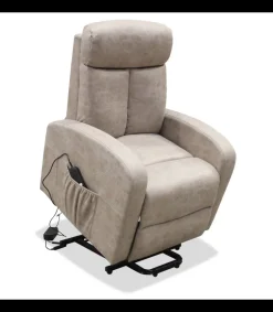 Sillón relax levantapersonas electrico Greta tapizado en tela cemento, 105cm(alto) 80cm(ancho) 80cm(fondo)