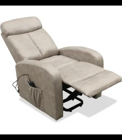 Sillón relax levantapersonas electrico Greta tapizado en tela cemento, 105cm(alto) 80cm(ancho) 80cm(fondo)