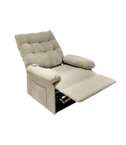 Sillón relax levantapersonas eléctrico Major tapizado en tela beige arena, 102cm(alto) 82cm(ancho) 90cm(fondo)