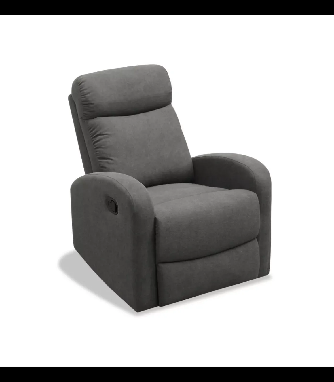 Sillón relax manual Cordoba tapizado en tela gris oscuro. 100cm(alto) 75cm(ancho) 90cm(fondo)