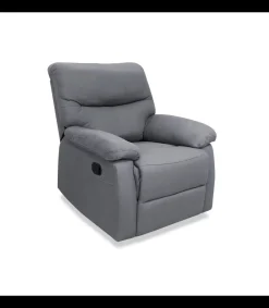 Sillón relax manual Dexter tapizado gris, 93cm(Ancho) 96cm (Fondo) 98cm(Alto)