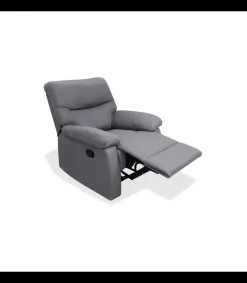 Sillón relax manual Dexter tapizado gris, 93cm(Ancho) 96cm (Fondo) 98cm(Alto)