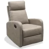 Sillón relax manual Giulia tapizado en tela cemento, 101cm(alto) 70cm(ancho) 80cm(fondo)