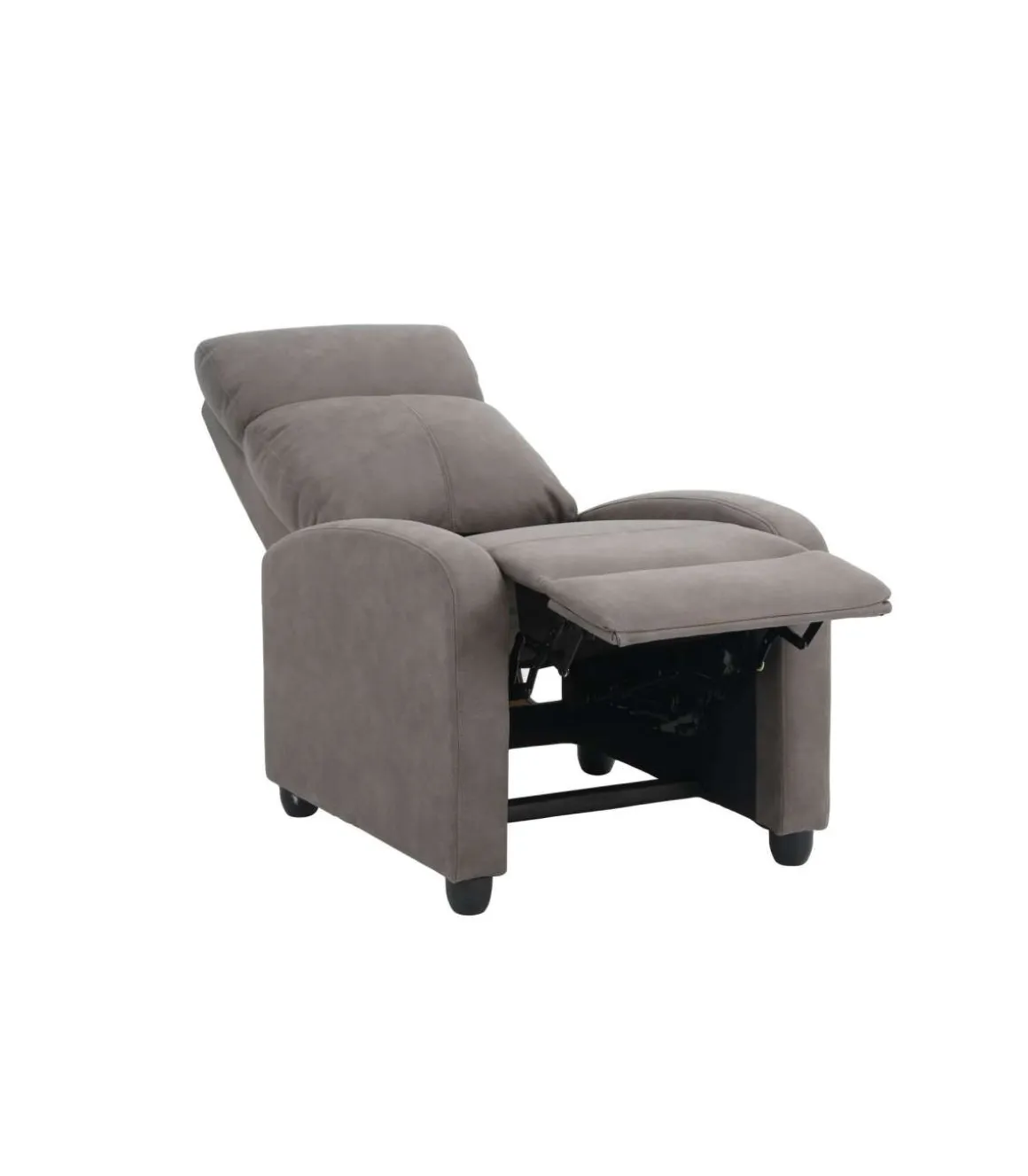 Sillón relax manual Martinica tapizado en tela gris. 100cm(alto) 67cm(ancho) 84cm(fondo)