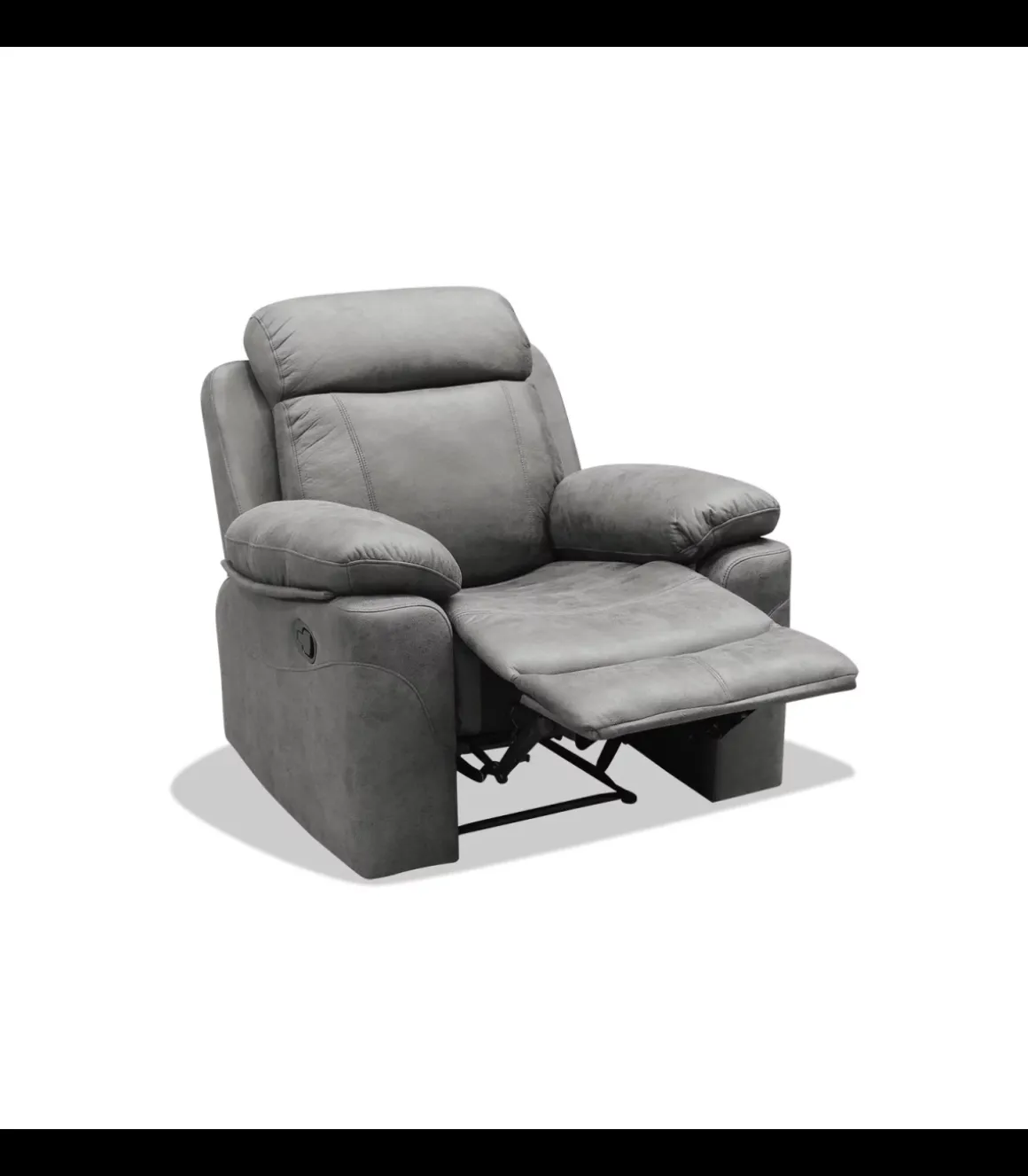 Sillón relax manual Málaga tapizado en tela gris, 101cm(alto) 100cm(ancho) 90cm(fondo)