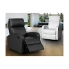 Sillón relax reclinable mediante palanca Bristol tapizado en polipiel negro, 72 cm(ancho) 100/80cm(altura) 94/593 cm(fondo)