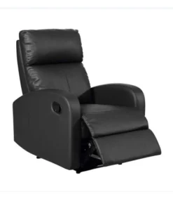Sillón relax reclinable mediante palanca Bristol tapizado en polipiel negro, 72 cm(ancho) 100/80cm(altura) 94/593 cm(fondo)
