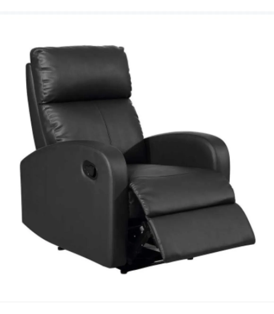 Sillón relax reclinable mediante palanca Bristol tapizado en polipiel negro, 72 cm(ancho) 100/80cm(altura) 94/593 cm(fondo)