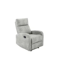 Sillón relax reclinable mediante palanca Bristol en tela terciopelada gris, 72 cm(ancho) 100/80cm(altura) 94/593 cm(fondo)
