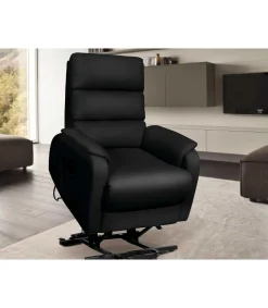 Sillón Relax Varsovia con función levantapersonas tapizado en tela terciopelada marrón, 71 cm(ancho) 102 (Alto) 96cm ( Fondo)
