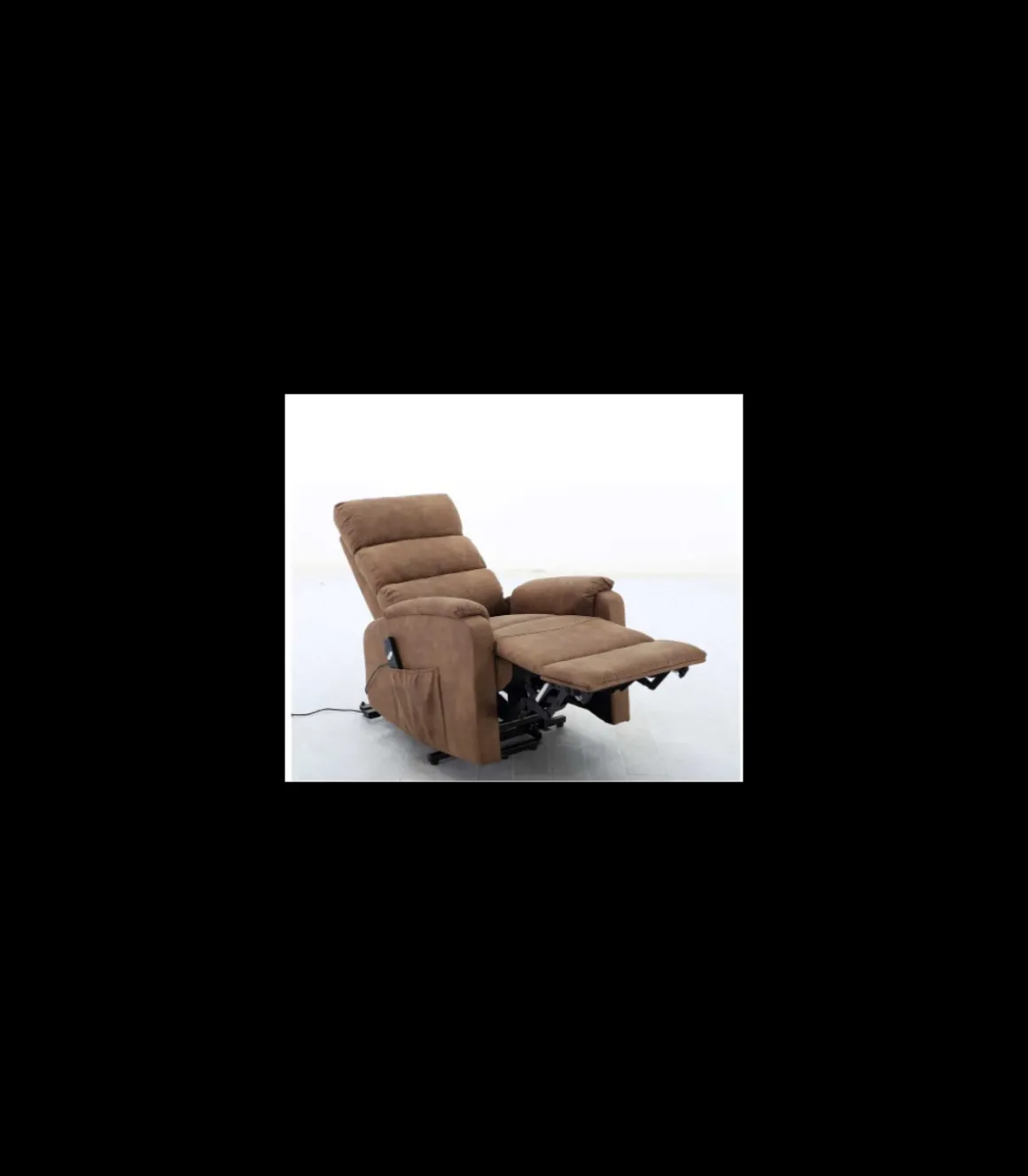 Sillón Relax Varsovia con función levantapersonas tapizado en tela terciopelada marrón, 71 cm(ancho) 102 (Alto) 96cm ( Fondo)