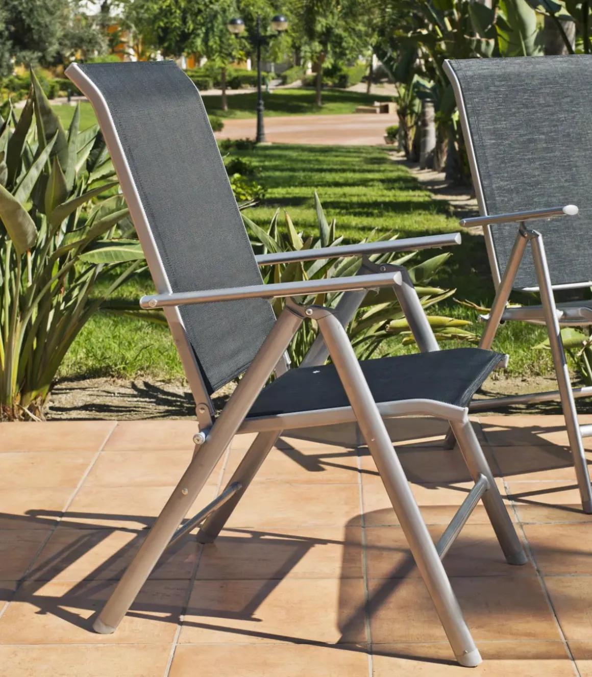 Sillón-Tumbona acero/textilen Seul-5 plegable, 100cm(alto) 58cm(ancho) 69/98cm(fondo)