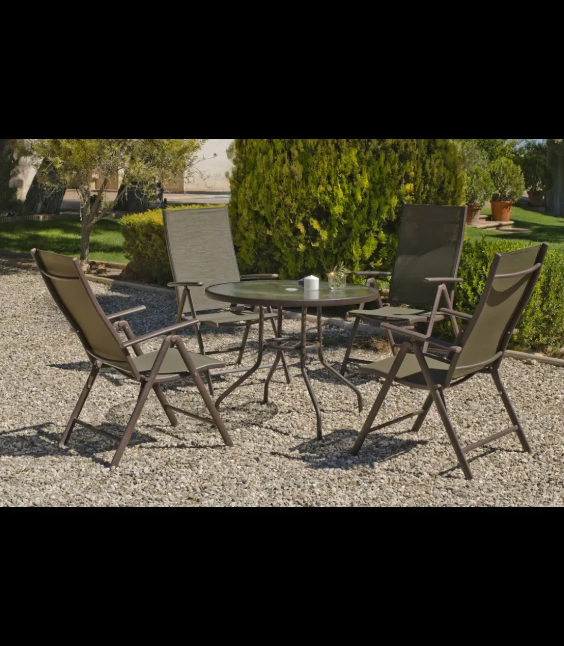 Sillón-tumbona plegable acero/textilen Macao-5 bronce, 100cm(alto) 58cm(ancho) 62/98cm(fondo)