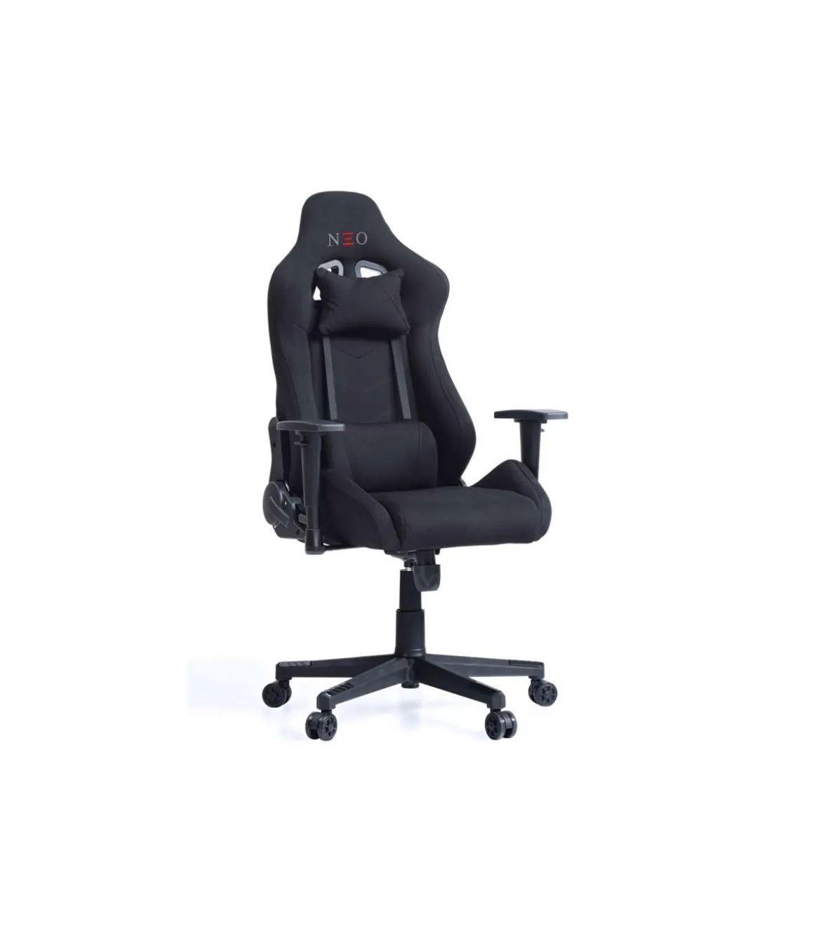 Sillon giratorio elevable gamer Neo Pro tapizado en tejido negro, 124-134 cm(alto)70 cm(ancho)70 cm(fondo).