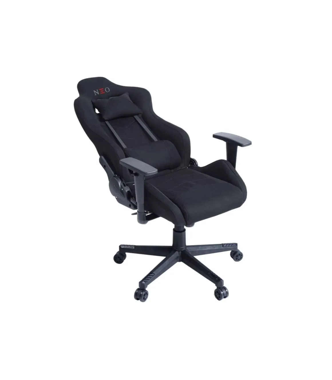 Sillon giratorio elevable gamer Neo Pro tapizado en tejido negro, 124-134 cm(alto)70 cm(ancho)70 cm(fondo).