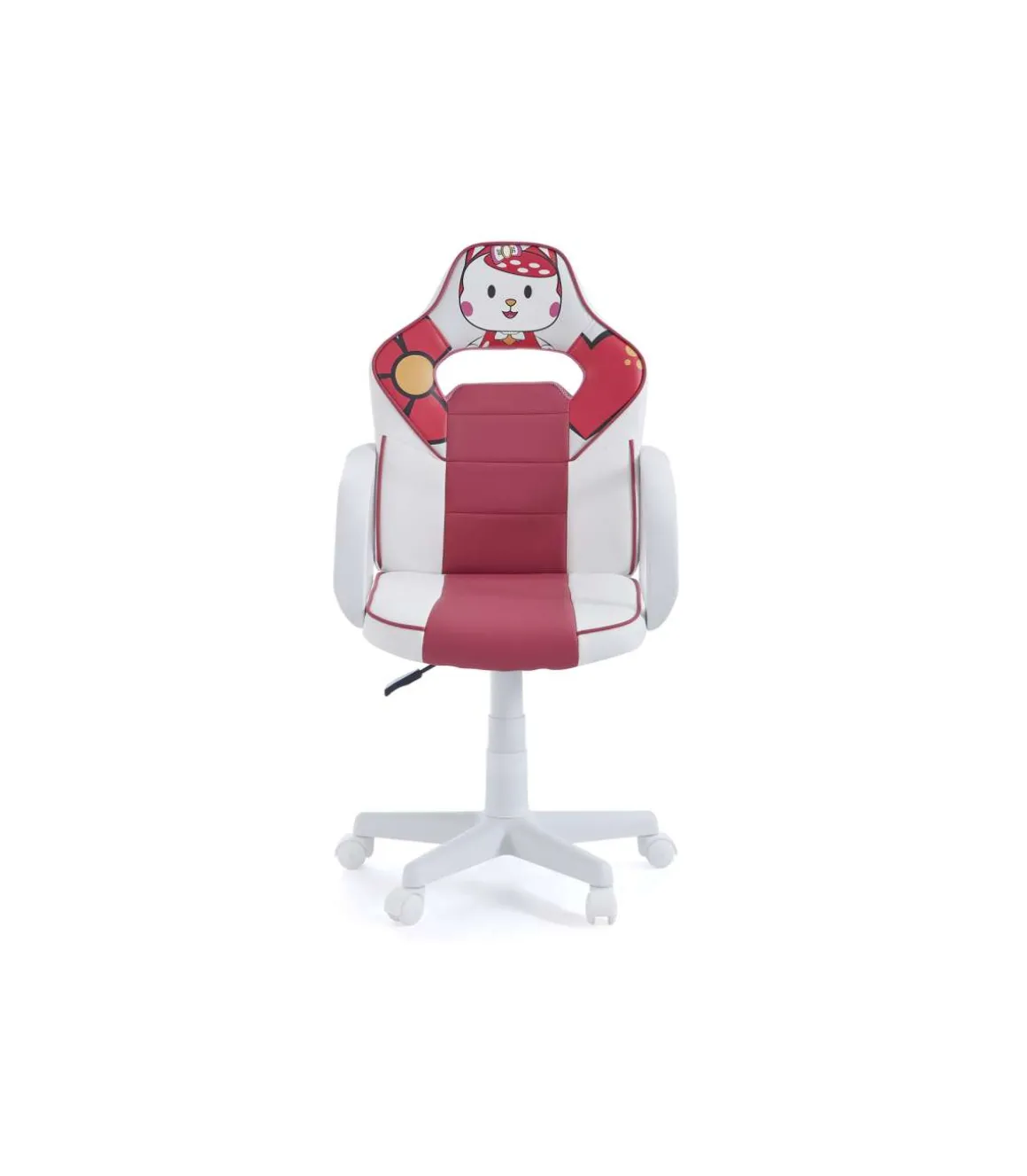 Sillon giratorio Xtr Junior Mina regulable en altura en símil piel blanco/rosa, 98-108 cm(alto)60 cm(ancho)60 cm(largo)