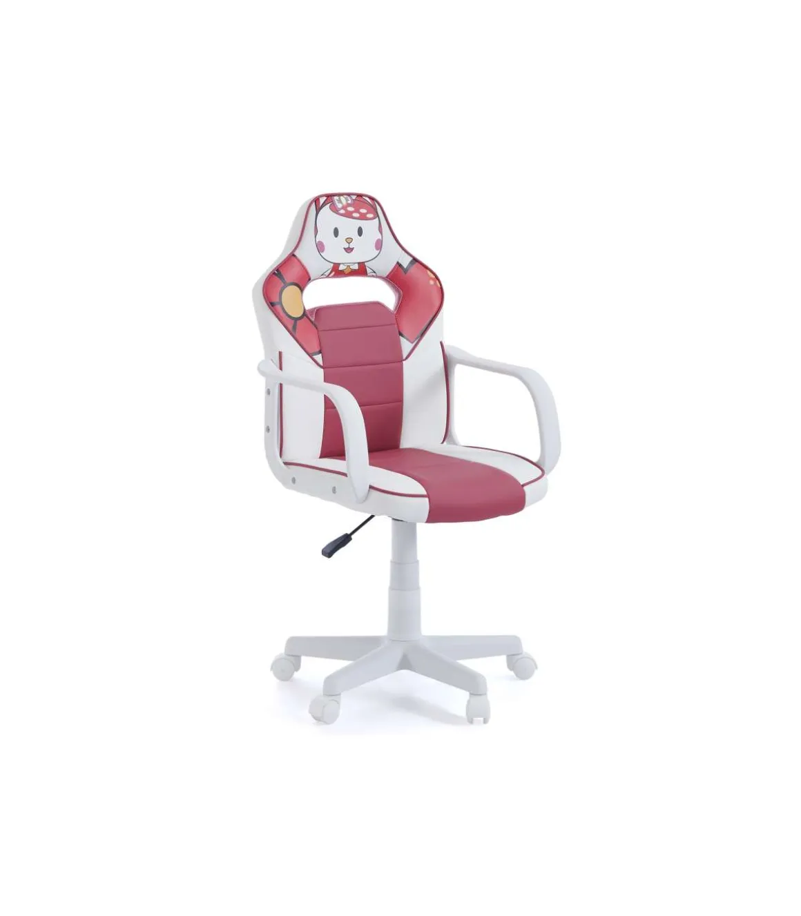 Sillon giratorio Xtr Junior Mina regulable en altura en símil piel blanco/rosa, 98-108 cm(alto)60 cm(ancho)60 cm(largo)
